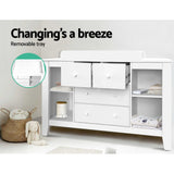 Keezi Baby Changing Table Diaper Station Drawers Chest Cabinet Nursery Furniture - Rear View