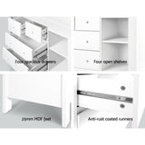 Keezi Baby Changing Table Diaper Station Drawers Chest Cabinet Nursery Furniture - Close-Up Angle