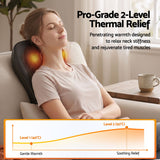 Livemor Back Massager with Heat and Traction, Neck and Shoulder Massage Pillow, Ergonomic Backrest for Office Chair & Sofa, Lumbar Support Cushion with 2-Level Thermal Relief, 6 Modes for Cervical & Full Body Pain Relief, Large - 45-Degree Angle