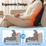Livemor Back Massager with Heat and Traction, Neck and Shoulder Massage Pillow, Ergonomic Backrest for Office Chair & Sofa, Lumbar Support Cushion with 2-Level Thermal Relief, 6 Modes for Cervical & Full Body Pain Relief, Large - Rear View