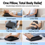 Livemor Back Massager with Heat and Traction, Neck and Shoulder Massage Pillow, Ergonomic Backrest for Office Chair & Sofa, Lumbar Support Cushion with 2-Level Thermal Relief, 6 Modes for Cervical & Full Body Pain Relief, Large - Low Angle