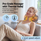 Livemor Back Massager with Heat, USB Neck and Shoulder Massage Pillow, 3-Speed Ergonomic Lumbar Support Cushion for Office Chair, Portable Muscle Relief for Back, Thigh & Calf, Grey - Top-Down View