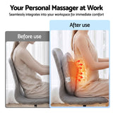 Livemor Back Massager with Heat, USB Neck and Shoulder Massage Pillow, 3-Speed Ergonomic Lumbar Support Cushion for Office Chair, Portable Muscle Relief for Back, Thigh & Calf, Grey - 45-Degree Angle