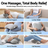 Livemor Back Massager with Heat, USB Neck and Shoulder Massage Pillow, 3-Speed Ergonomic Lumbar Support Cushion for Office Chair, Portable Muscle Relief for Back, Thigh & Calf, Grey - Rear View