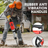 Baumr-AG 2200W Pro-Grade Electric Demolition Jackhammer, with 3 Bonus Chisels, Steel Carry Case - Close-Up Angle