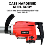 Baumr-AG 2200W Pro-Grade Electric Demolition Jackhammer, with 3 Bonus Chisels, Steel Carry Case - Low Angle