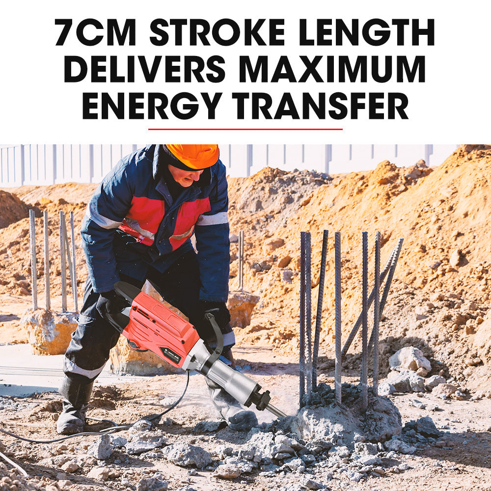 Baumr-AG 2300W Pro-Grade Electric Demolition Jackhammer, with 2 Bonus Chisels, Carry Case