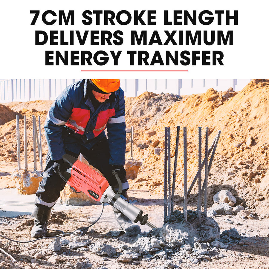 Baumr-AG 2300W Pro-Grade Electric Demolition Jackhammer, with 2 Bonus Chisels, Carry Case