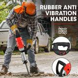 Baumr-AG 2400W Pro-Grade Electric Demolition Jackhammer, with 3 Bonus Chisels, Carry Case - Close-Up Angle