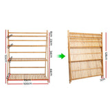 Artiss Plant Stand 4 Tier Bamboo Slat Flower Pot Shelf Pine - Front View