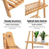 Artiss Plant Stand 4 Tier Bamboo Slat Flower Pot Shelf Pine - Side View