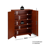 Artiss Shoe Cabinet 5 Tier Storage Organiser w/ Adjustable Shelves Bamboo - Side View