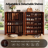 Artiss Shoe Cabinet 5 Tier Storage Organiser w/ Adjustable Shelves Bamboo - 45-Degree Angle