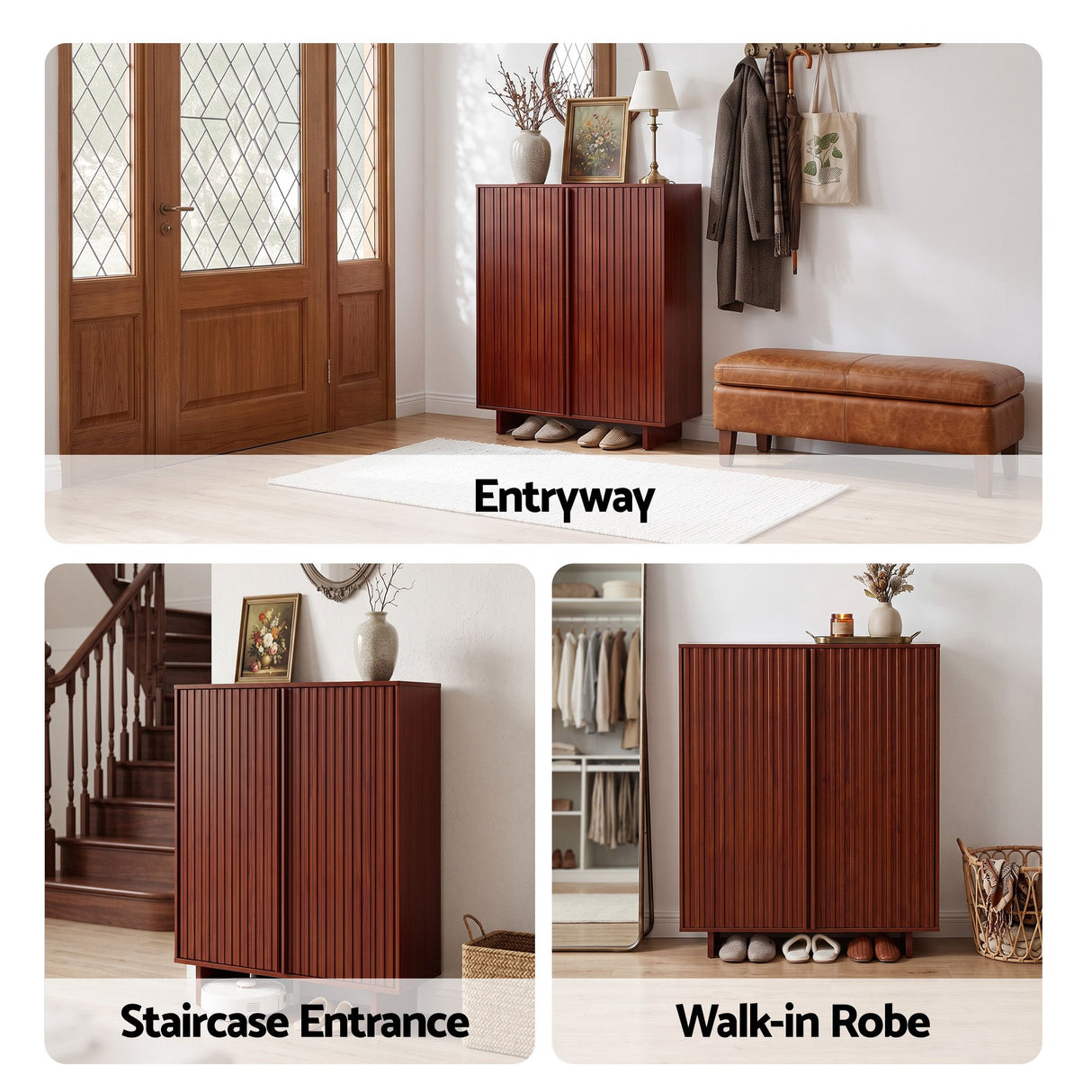 Artiss Shoe Cabinet 5 Tier Storage Organiser w/ Adjustable Shelves Bamboo
