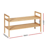 Artiss Shoe Rack Cabinet Bamboo Storage Organiser Pine - Front View