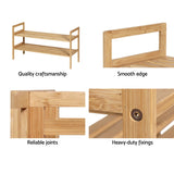 Artiss Shoe Rack Cabinet Bamboo Storage Organiser Pine - Side View