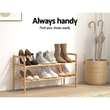 Artiss Shoe Rack Cabinet Bamboo Storage Organiser Pine - 45-Degree Angle