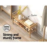 Artiss Shoe Rack Cabinet Bamboo Storage Organiser Pine - Rear View