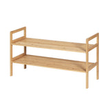Artiss Shoe Rack Cabinet Bamboo Storage Organiser Pine - Close-Up Angle