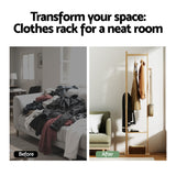 Artiss Clothes Rack Airer Coat Stand Bamboo - Rear View