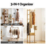 Artiss Clothes Rack Airer Coat Stand Bamboo - Close-Up Angle