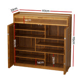 Artiss Shoe Rack Cabinet 30 Pairs Storage Cupboard Bamboo - Side View