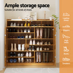 Artiss Shoe Rack Cabinet 30 Pairs Storage Cupboard Bamboo