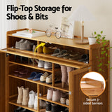 Artiss Shoe Rack Cabinet 30 Pairs Storage Cupboard Bamboo - Rear View