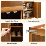 Artiss Shoe Rack Cabinet 30 Pairs Storage Cupboard Bamboo - Close-Up Angle