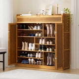 Artiss Shoe Rack Cabinet 30 Pairs Storage Cupboard Bamboo - Low Angle