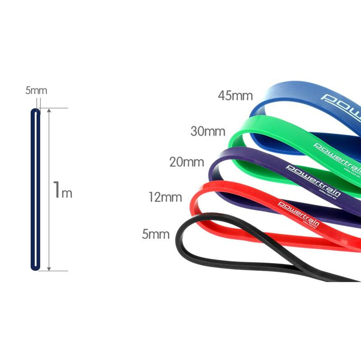 Powertrain Home Gym Workout Resistance Exercise Band - 5 Pieces