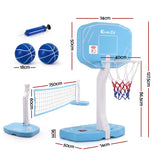 Everfit 2 in 1 Pool Basketball Hoop Volleyball Net Set Water Sports Game Combo Weighted Base Blue - Front View
