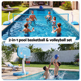 Everfit 2 in 1 Pool Basketball Hoop Volleyball Net Set Water Sports Game Combo Weighted Base Blue - Top-Down View