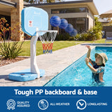 Everfit 2 in 1 Pool Basketball Hoop Volleyball Net Set Water Sports Game Combo Weighted Base Blue - 45-Degree Angle