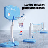 Everfit 2 in 1 Pool Basketball Hoop Volleyball Net Set Water Sports Game Combo Weighted Base Blue - Close-Up Angle