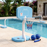 Everfit 2 in 1 Pool Basketball Hoop Volleyball Net Set Water Sports Game Combo Weighted Base Blue - Low Angle