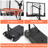 Everfit Portable Basketball Hoop Adjustable Pool Goal System Backyard 1.05M-2.1M - Rear View