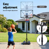 Everfit Portable Basketball Hoop System Adjustable Full Foldable Stand 2.07m - Rear View