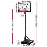 Everfit 2.6M Basketball Hoop Stand System Adjustable Portable Pro Kids Clear - Front View