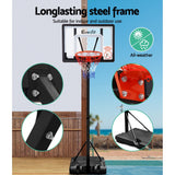 Everfit 2.6M Basketball Hoop Stand System Adjustable Portable Pro Kids Clear - 45-Degree Angle