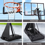 Everfit 3.05M Basketball Hoop Stand System Portable Height Adjustable Net Ring - Low Angle