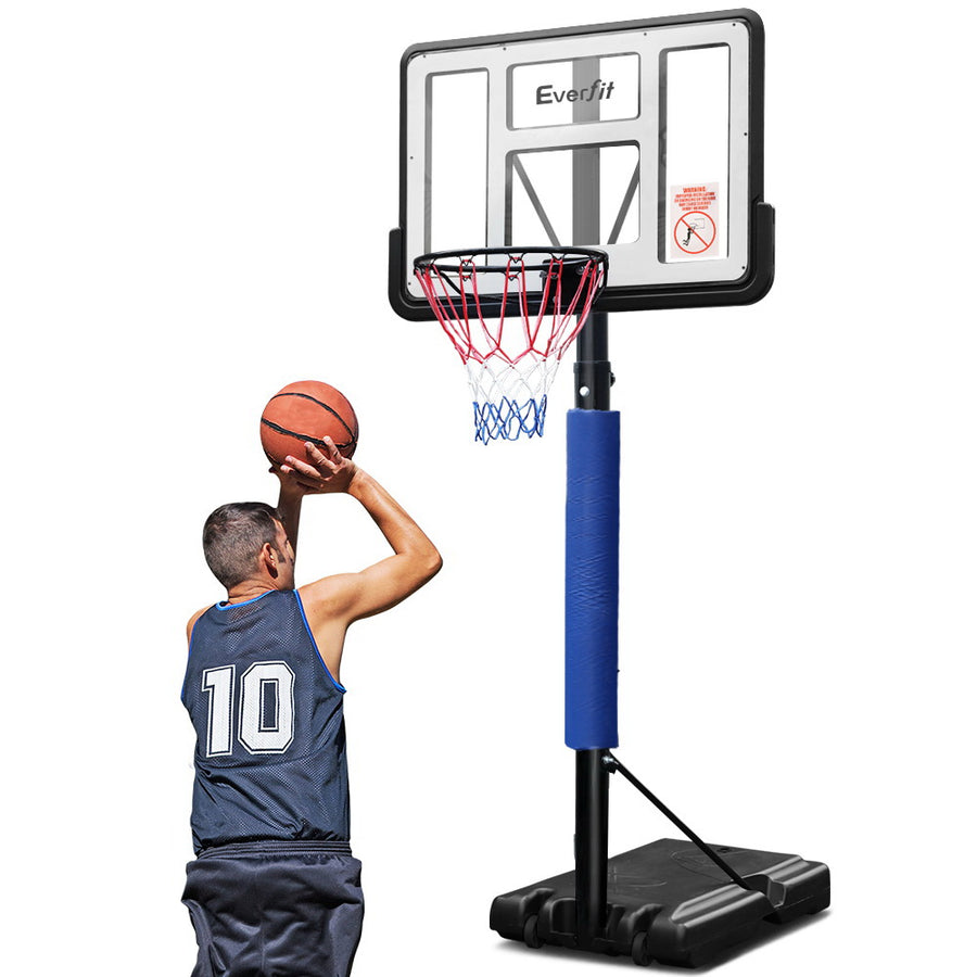 Everfit blue portable basketball hoop stand with 44 inch acrylic backboard, image 7