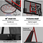 Everfit red portable basketball hoop stand with 44 inch backboard, fillable base with roller wheels