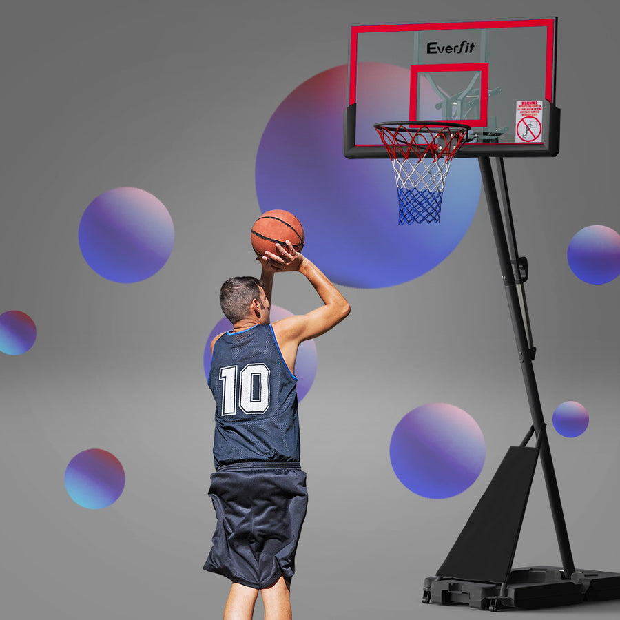 Everfit red portable basketball hoop stand with 44 inch backboard