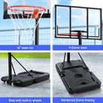 Everfit portable basketball hoop stand with PET backboard and wheels, built-in wheels