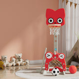 Keezi Kids Basketball Hoop Stand Adjustable 5-in-1 Sports Center Toys Set Red - Close-Up Angle