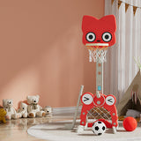 Keezi Kids Basketball Hoop Stand Adjustable 5-in-1 Sports Center Toys Set Red - 45-Degree Angle