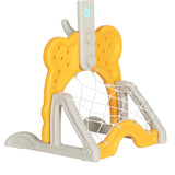 Keezi Kids Basketball Hoop Stand Adjustable 5-in-1 Sports Center Toys Set Yellow - Top-Down View