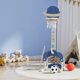 Keezi Kids Basketball Hoop Stand Adjustable 6-in-1 Sports Center Toys Set Blue - Low Angle