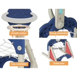 Keezi Kids Basketball Hoop Stand Adjustable 6-in-1 Sports Center Toys Set Blue - Close-Up Angle